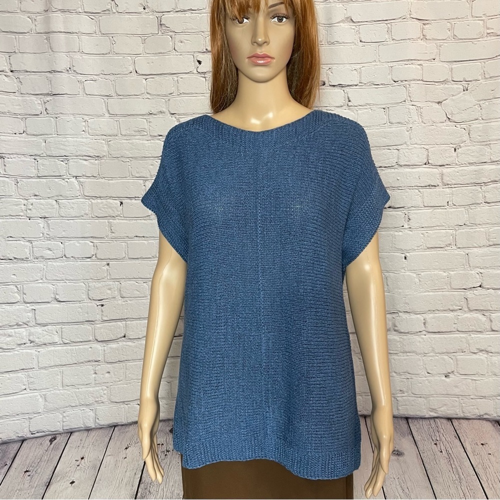 NWT New Cable & Gauge Knit Short Sleeve Denim Top Size M